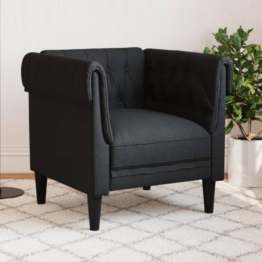 Chesterfield-Sessel Schwarz Stoff (Farbe: Schwarz) Bild 1