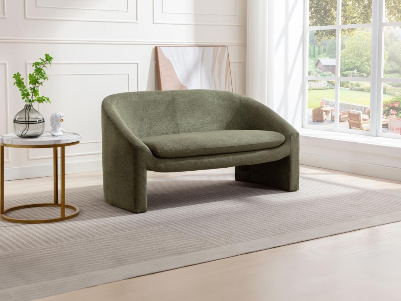 Vente-unique - Sofa 2-Sitzer - Stoff - Grün - OSSANA Bild 1