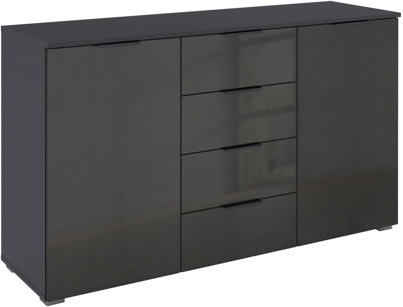 rauch Kombikommode Sideboard Schubladenkommode AGORDO mit Dekor- oder Hochglanzfront (in zwei Griff-Farben, Breite 120 cm), vier große Schubladen, mit insgesamt 4 Einlegeböden MADE IN GERMANY Bild 1