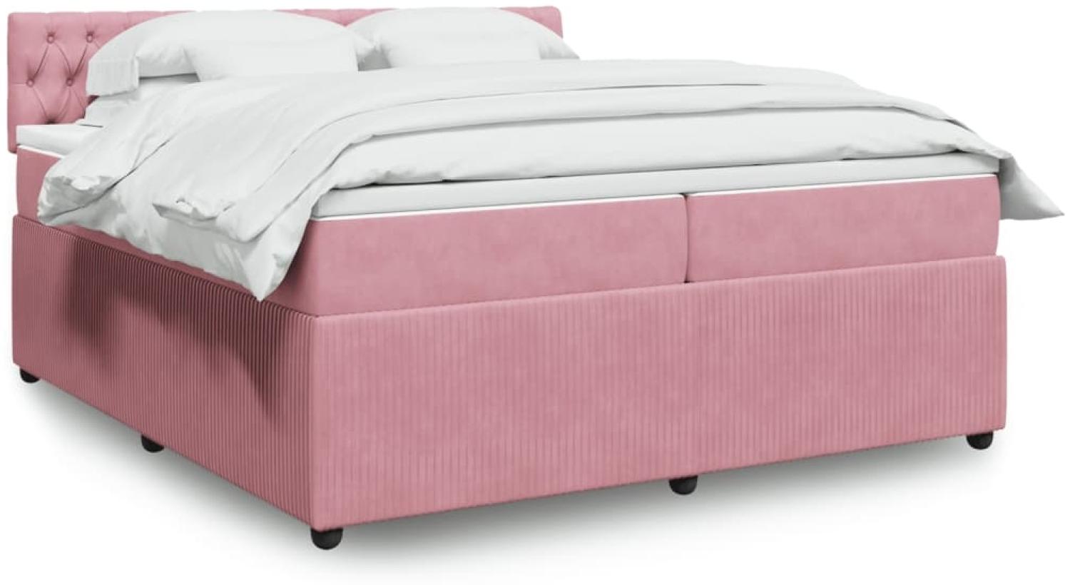 vidaXL Boxspringbett mit Matratze Rosa 200x200 cm Samt 3290141 Bild 1