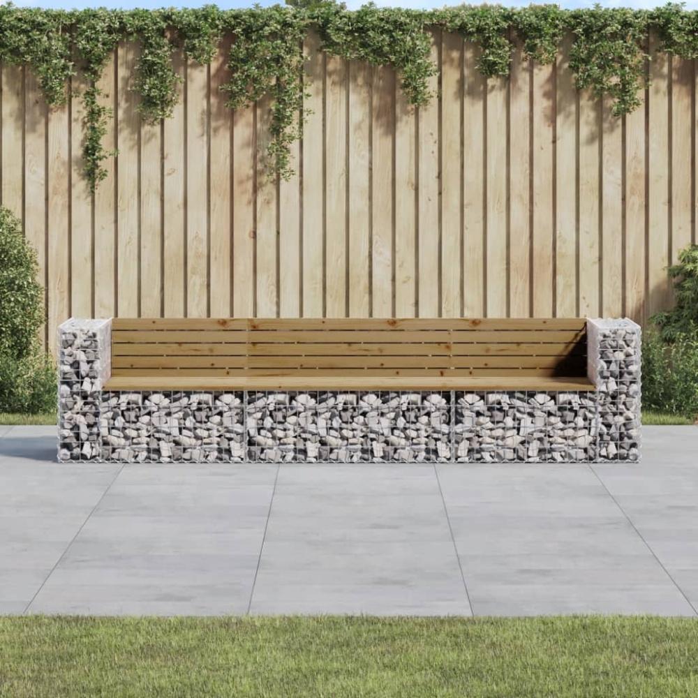 vidaXL Gartenbank aus Gabionen 287x71x65,5 cm Kiefernholz Imprägniert Bild 1