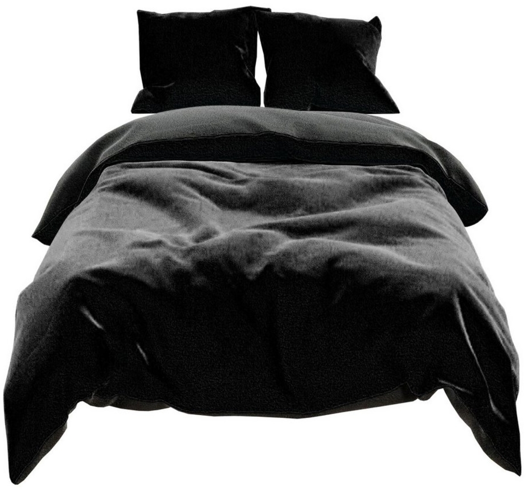 Visaggio Bettwäsche Winter Teddy Plüsch, Fleece, 4 teilig, Flauschig warmes Cashmere Touch, Einfarbig Wende Bild 1