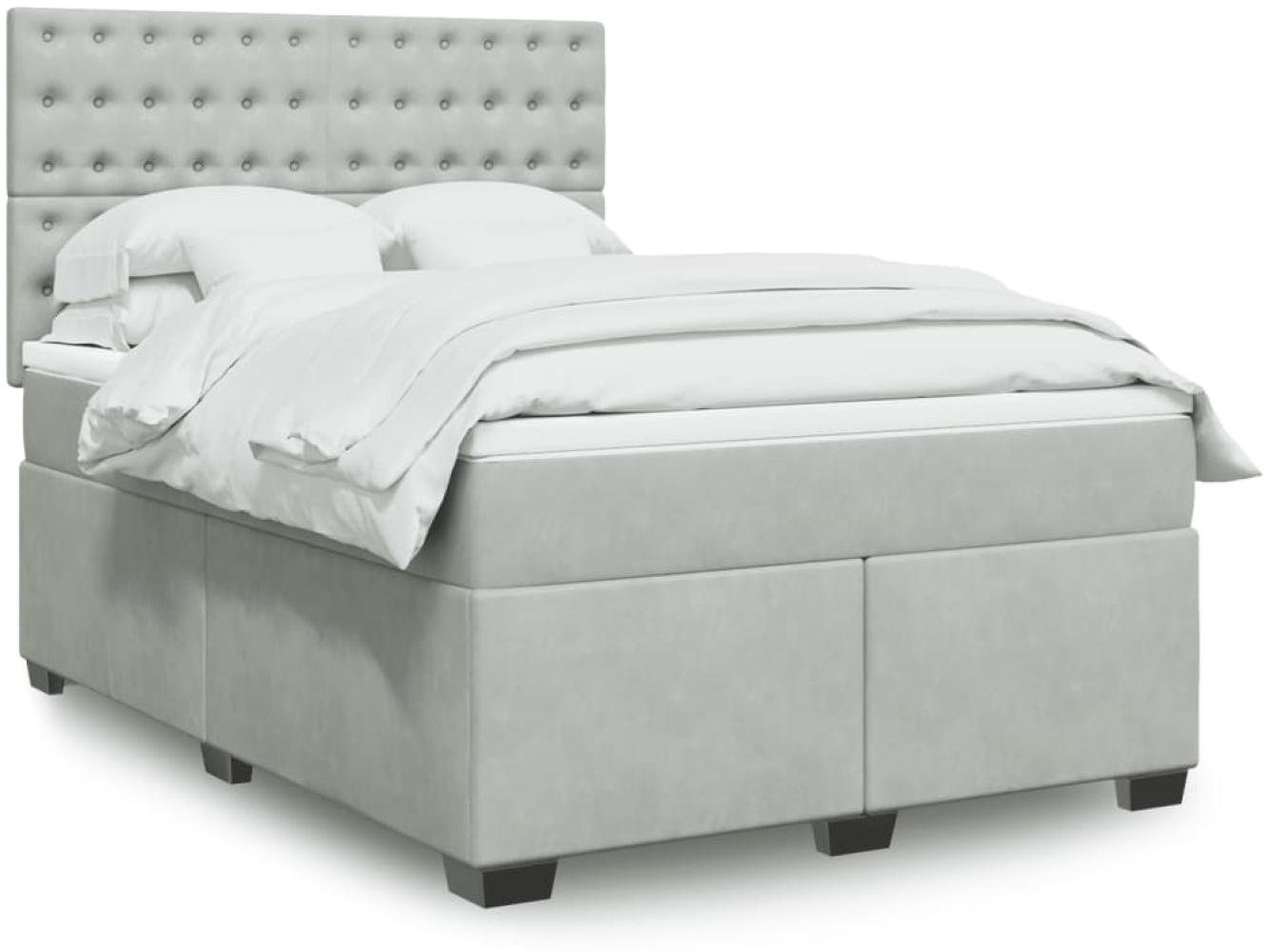 vidaXL Boxspringbett mit Matratze Hellgrau 140x200 cm Samt 3293242 Bild 1