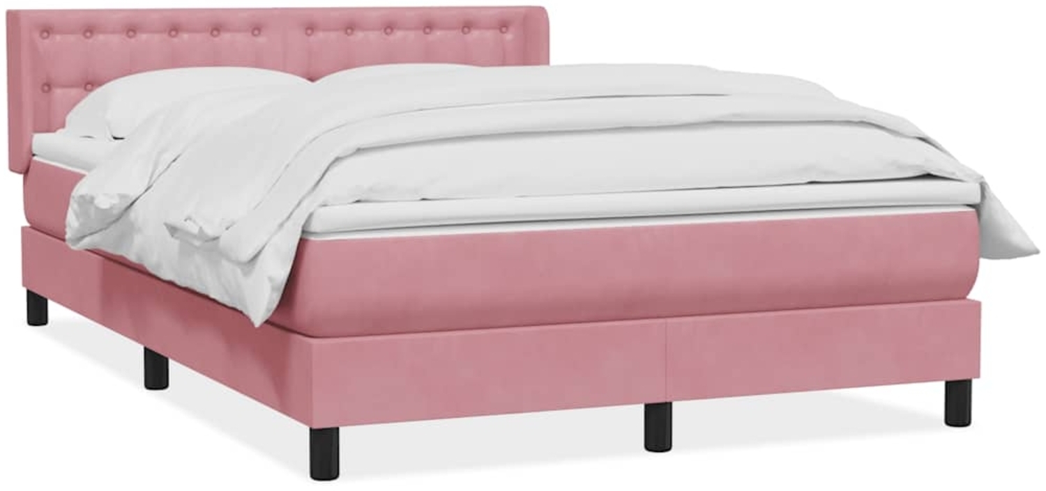 vidaXL Boxspringbett mit Matratze Rosa 140x210 cm Samt 3318452 Bild 1