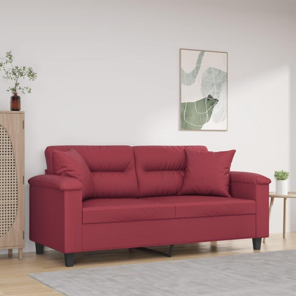 vidaXL 2-Sitzer-Sofa mit Zierkissen Weinrot 140 cm Kunstleder 3200991 Bild 1