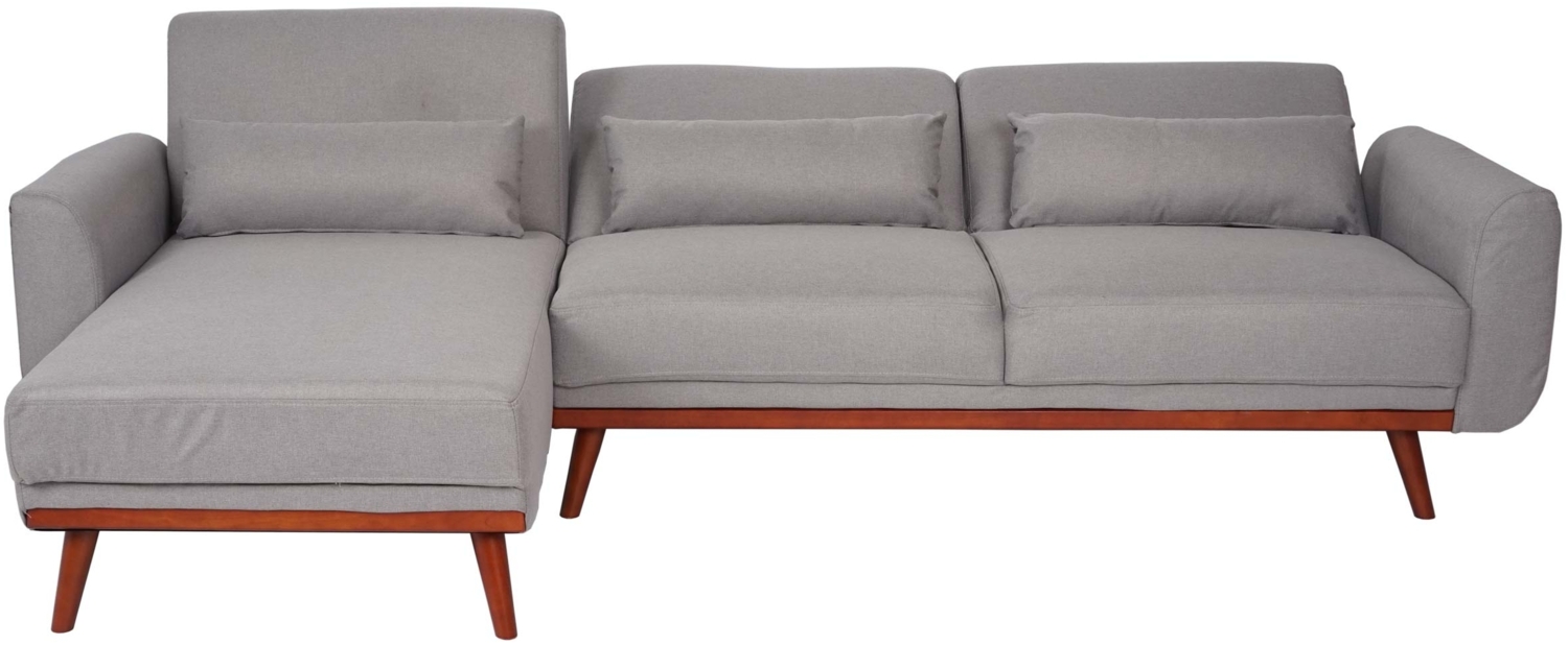 Sofa HWC-J20, Couch Ecksofa, L-Form 3-Sitzer Liegefläche Schlaffunktion Stoff/Textil 280cm ~ grau Bild 1