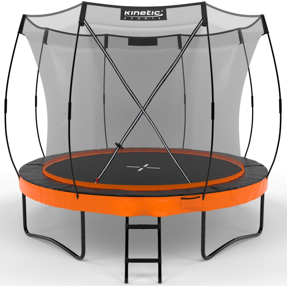 KINETIC SPORTS Premium Outdoor Trampolin 'Ultimate Pro' für Kinder und Erwachsene, AirMAXX Sprungtuch, mit Leiter, Fieberglas, bis zu 160 kg, Sunset Orange, Ø 305 cm Bild 1