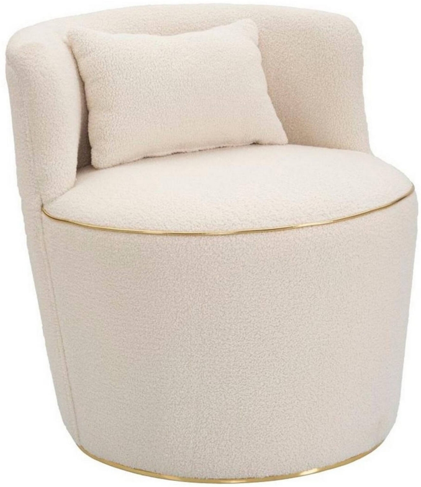 Dmora Sessel Pratesi, Gepolsterter Sitz, Einzelsofa im Wohnzimmer, Stuhl mit Armlehnen, 63x68 h69 cm, Creme und Gold Bild 1