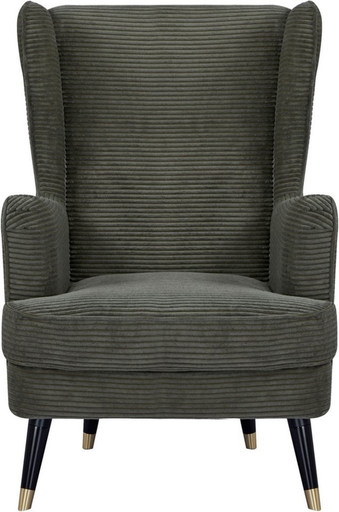 Home affaire Ohrensessel ZILLER, TV-Sessel, frei im Raum stellbar, in Cord und Samtvelours, Holzfüsse mit dekorativen Metallhülsen, Traumhafter Relaxsessel Bild 1