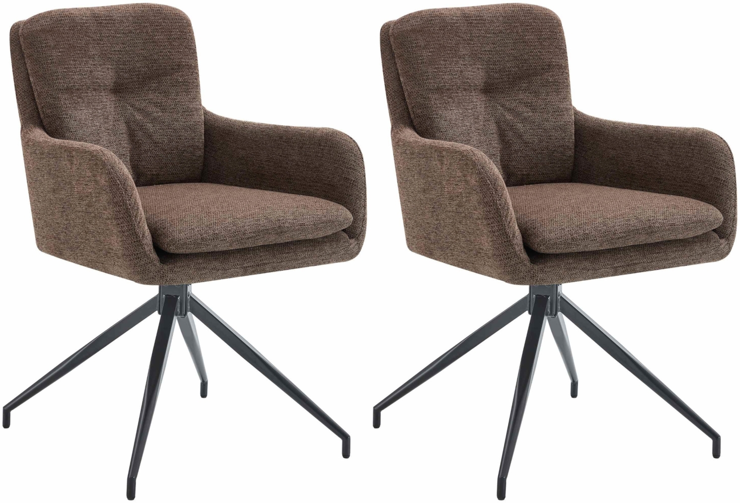 CLP 2er Set Esszimmerstühle Pickett Stoffbezug 180° Schwenkfunktion bis 150 kg,braun Bild 1