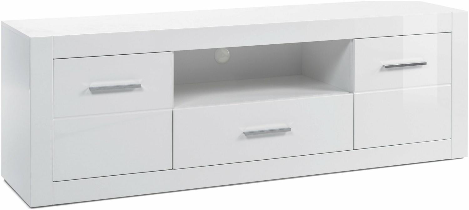 Stylefy Alberta Lowboard Weiß Matt | Weiß Hochglanz, Kabelführung, 61 x 45 x 180 cm Bild 1