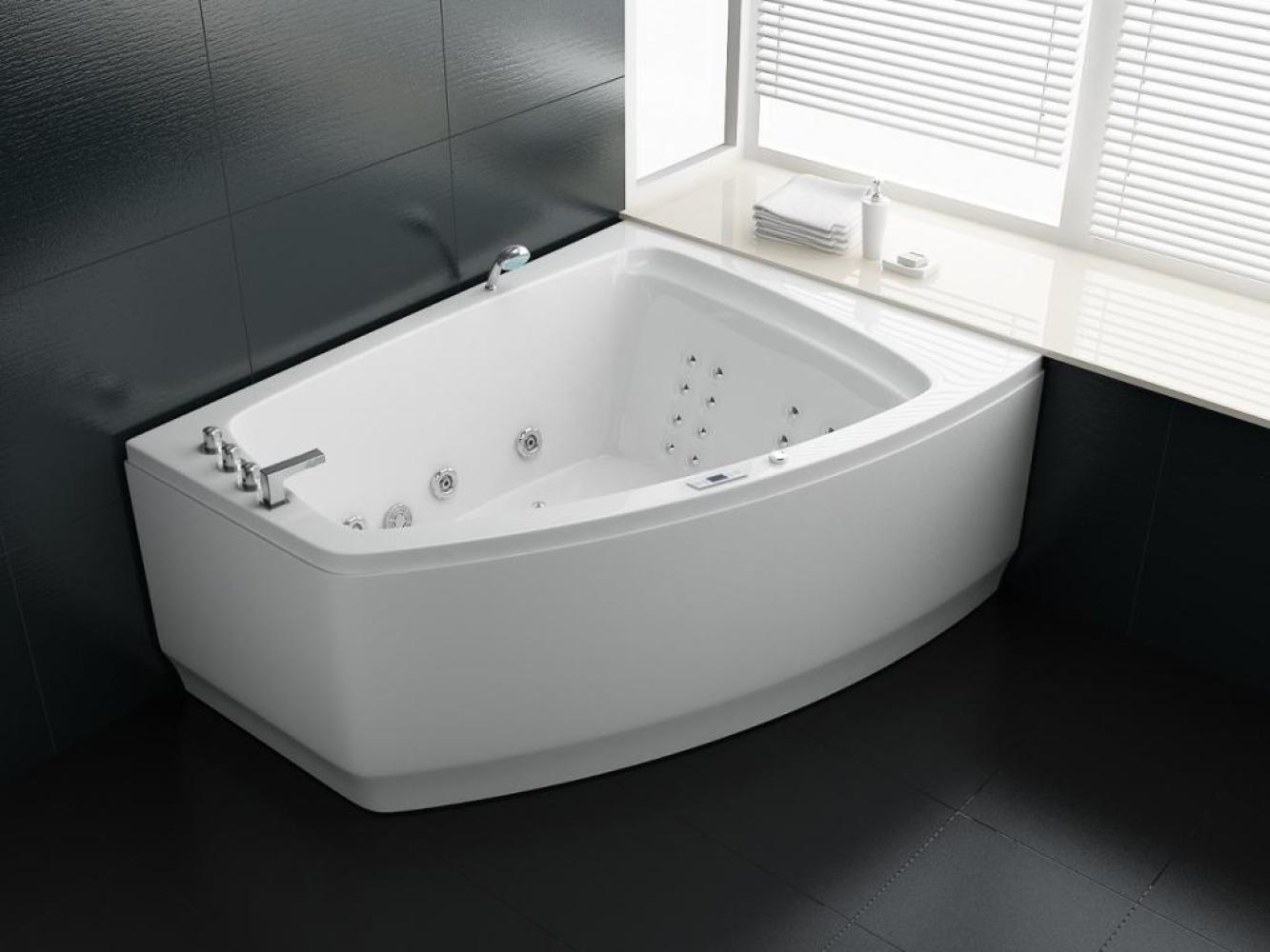 PureHaven Whirlpool 180x140 cm Reinigungsprogramm & Lichttherapie modernes Design Wasserfall 12 Hydrojets Bluetooth-fähiges Soundsystem Bild 1