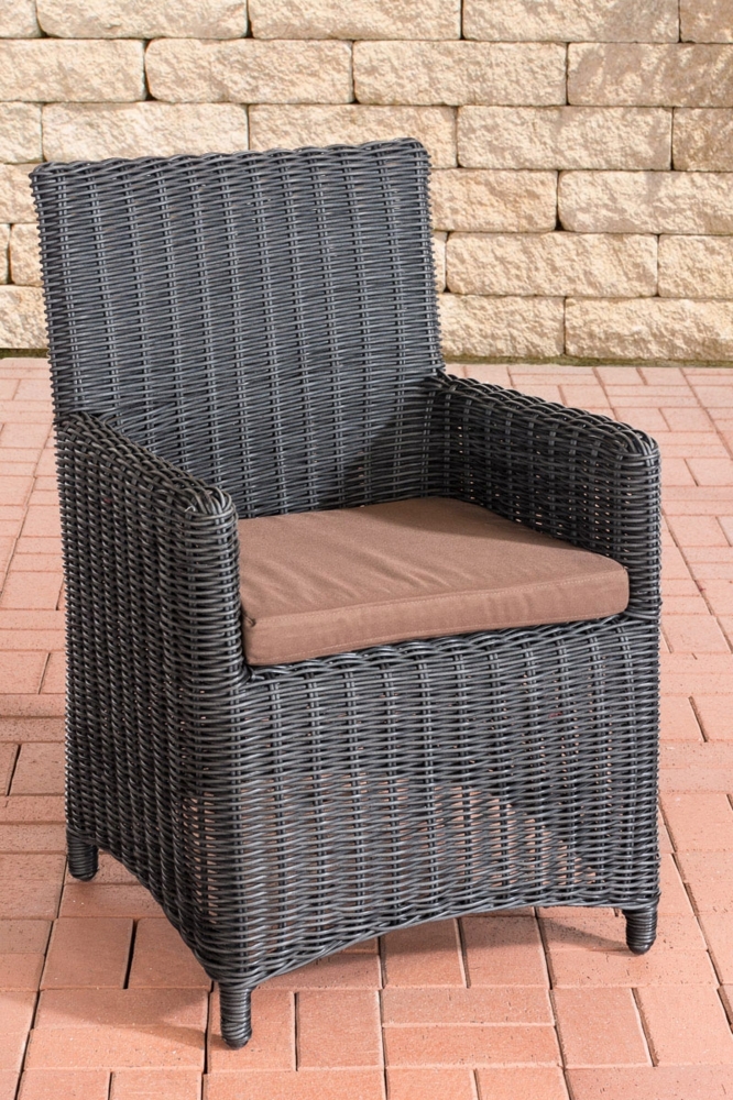 CLP Polyrattan Gartenstuhl Fontana 5mm,schwarz terrabraun Bild 1