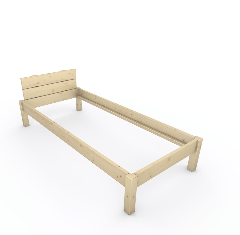 Pfostenbett "metallarm" Fichte Holzbett "Daybett" 90 x 210cm 38cm Einzelbett Bild 1