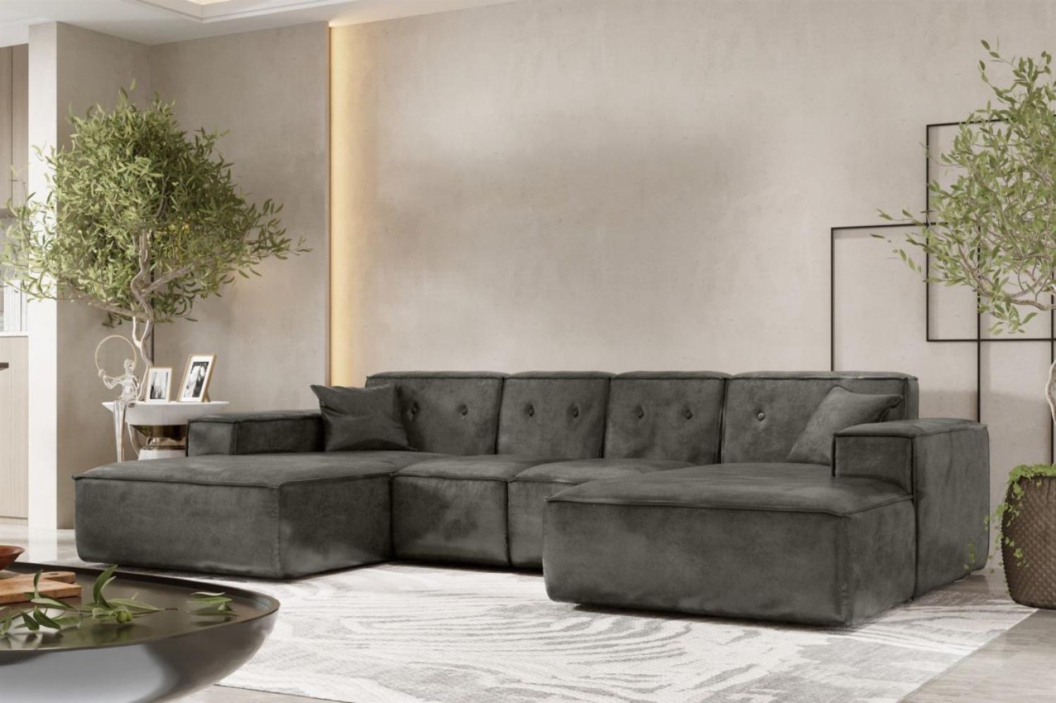 Wohnlandschaft Sofa U-Form CESINA XS in Stoff Gobi (Vintage Look) Anthrazit Bild 1