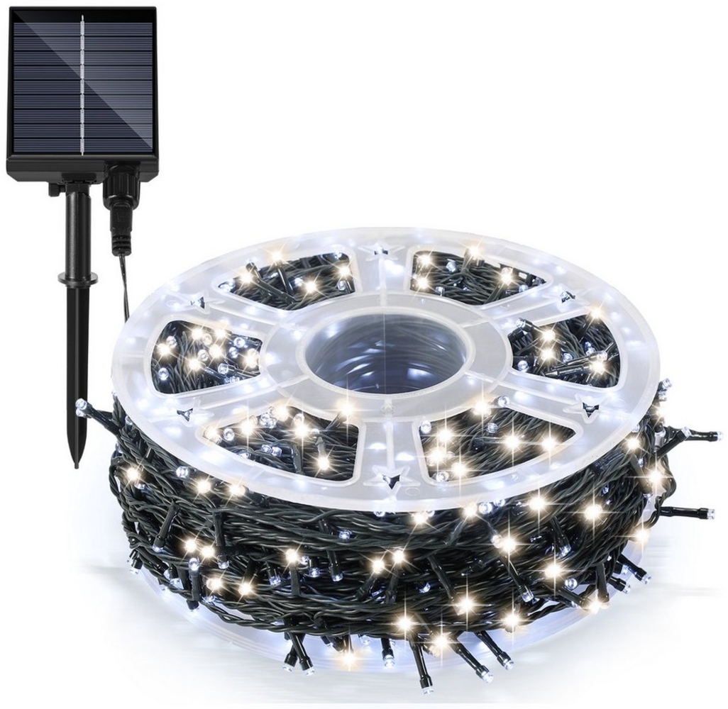 Clanmacy LED-Lichterkette 100M 1000 LED Solar Lichterkette Solarleuchte Außen Garten kaltweiß, Wasserdicht Bild 1
