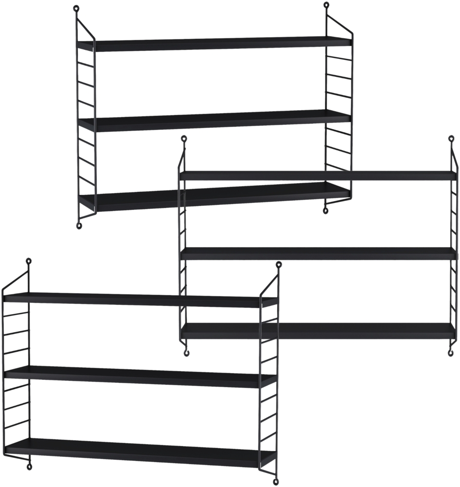 Modulares Wandregal Strängnäs 3er Set Schwarz [en. casa] Bild 1