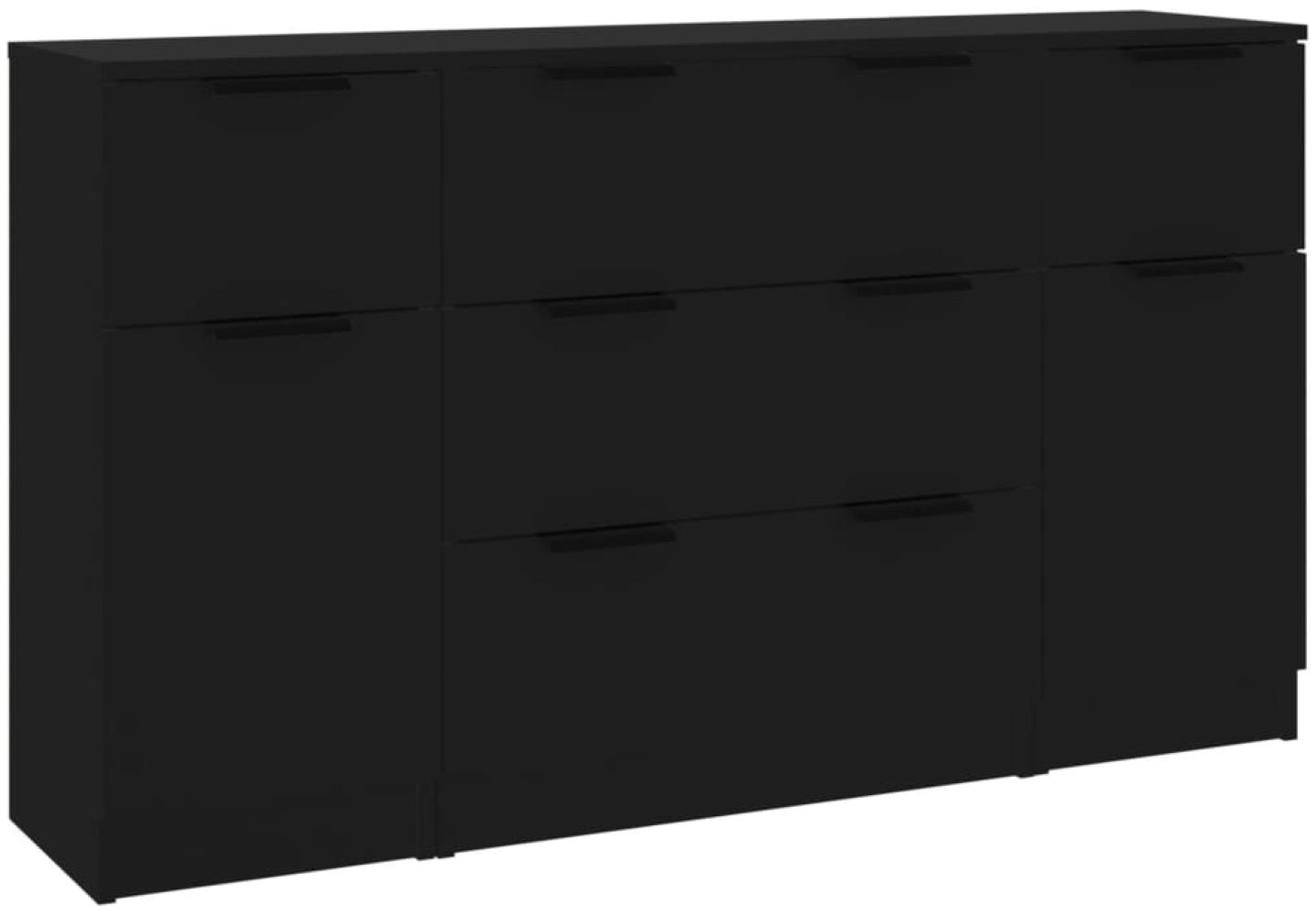 vidaXL 3-tlg. Sideboard-Set Schwarz Holzwerkstoff 3115821 Bild 1