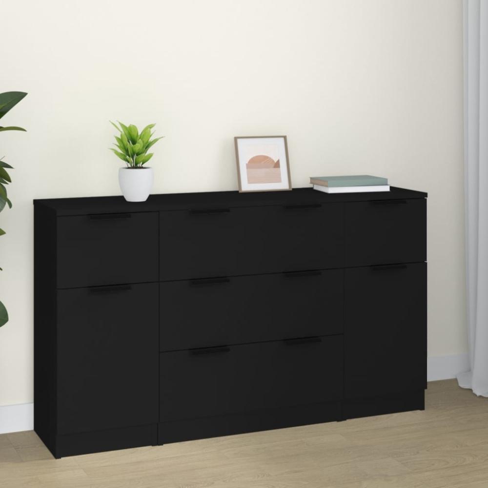 vidaXL 3-tlg. Sideboard-Set Schwarz Holzwerkstoff 3115821 Bild 1