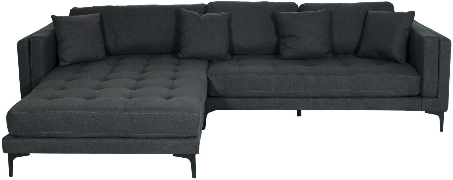 Sofa-Garnitur HWC-M27, Couch Ecksofa L-Form, Liegefläche links/rechts, Massiv-Holz 293cm ~ Stoff/Textil dunkelgrau Bild 1