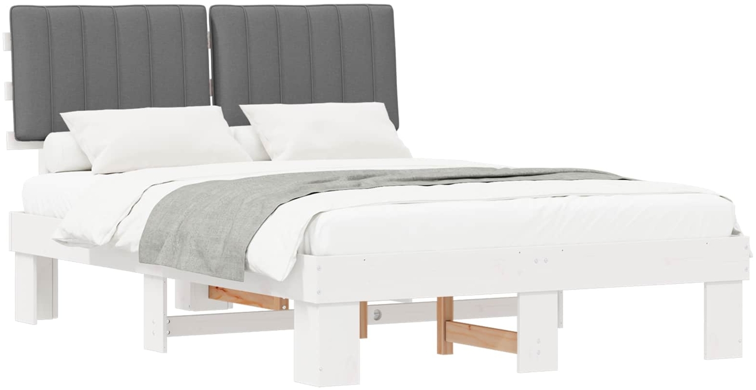 vidaXL Bettgestell mit gepolstertem Kopfteil Hellgrau 140x200 cm 877488 Bild 1