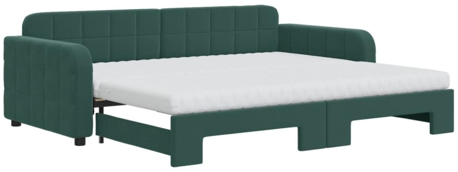 vidaXL Tagesbett Ausziehbar mit Matratzen Dunkelgrün 90x200 cm Samt 3196955 Bild 1