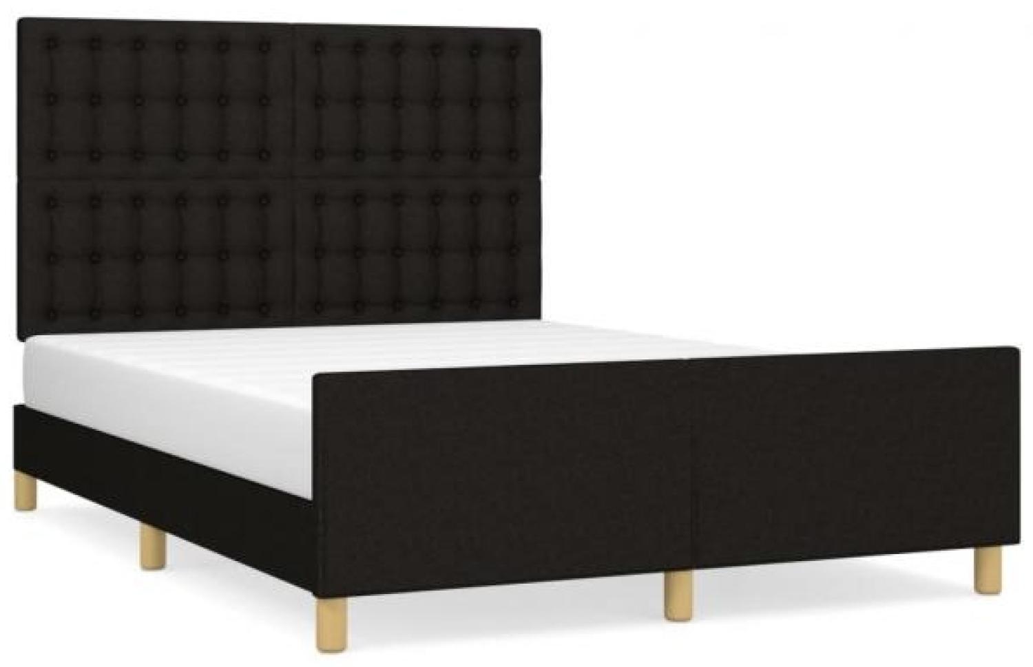 Doppelbett mit Kopfteil Stoff Schwarz 140 x 190 cm Bild 1