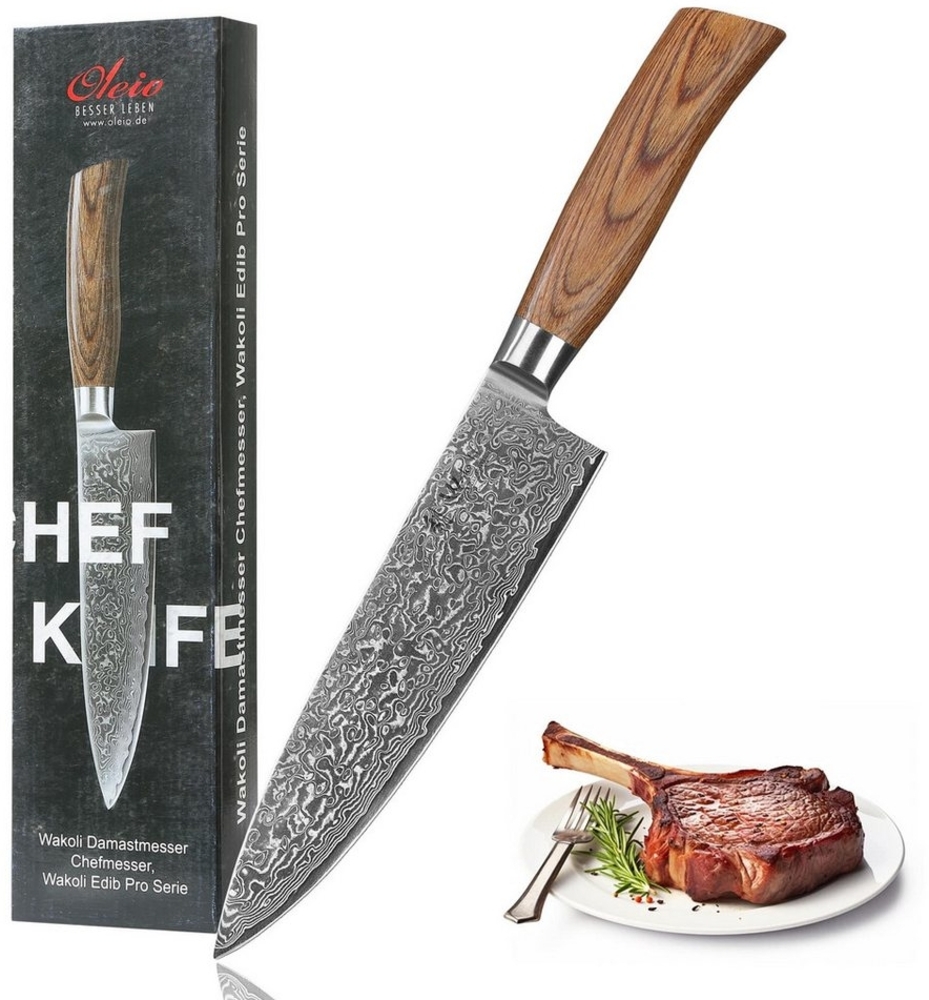 Wakoli Kochmesser EDIB Pro Damast Chefmesser I 20cm Klinge I Pakkaholzgriff Bild 1