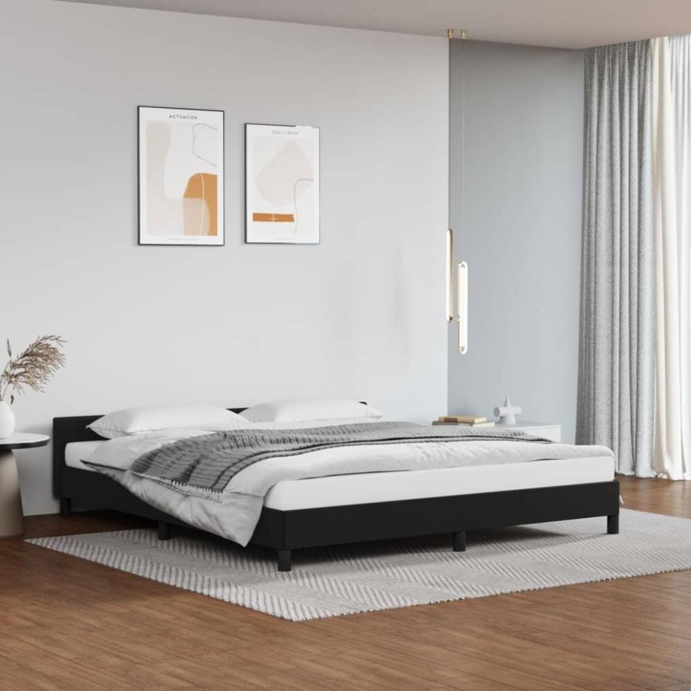 vidaXL Bettgestell mit Kopfteil ohne Matratze Schwarz 160x200 cm 347507 Bild 1