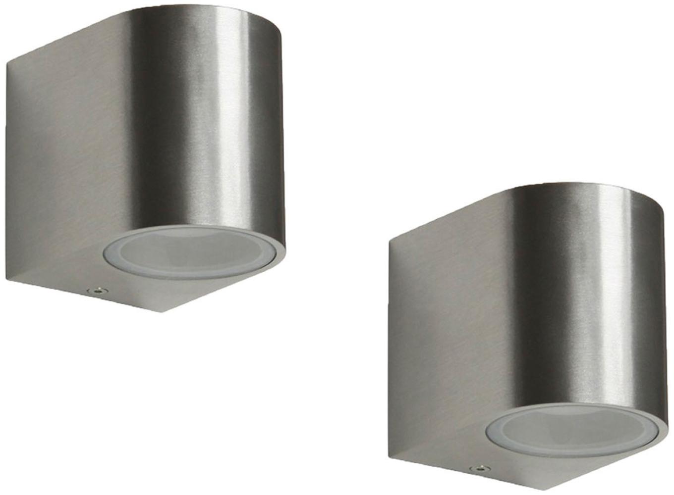 2er Set kleine Downlight Außenwandleuchten aus Edelstahl Silber, Höhe 8cm Bild 1