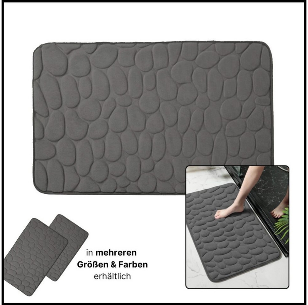 LIVINA HOME Badematte Badteppich rutschfeste Badematten, Memory Foam, Schaum Badteppich, Memory Schaum, rutschhemmend beschichtet, Steinoptik, trockene und schimmelresistente Badedecke, schnell trocknend, wasserabsorbierend, weich, Memory Foam, Schaum-... Bild 1