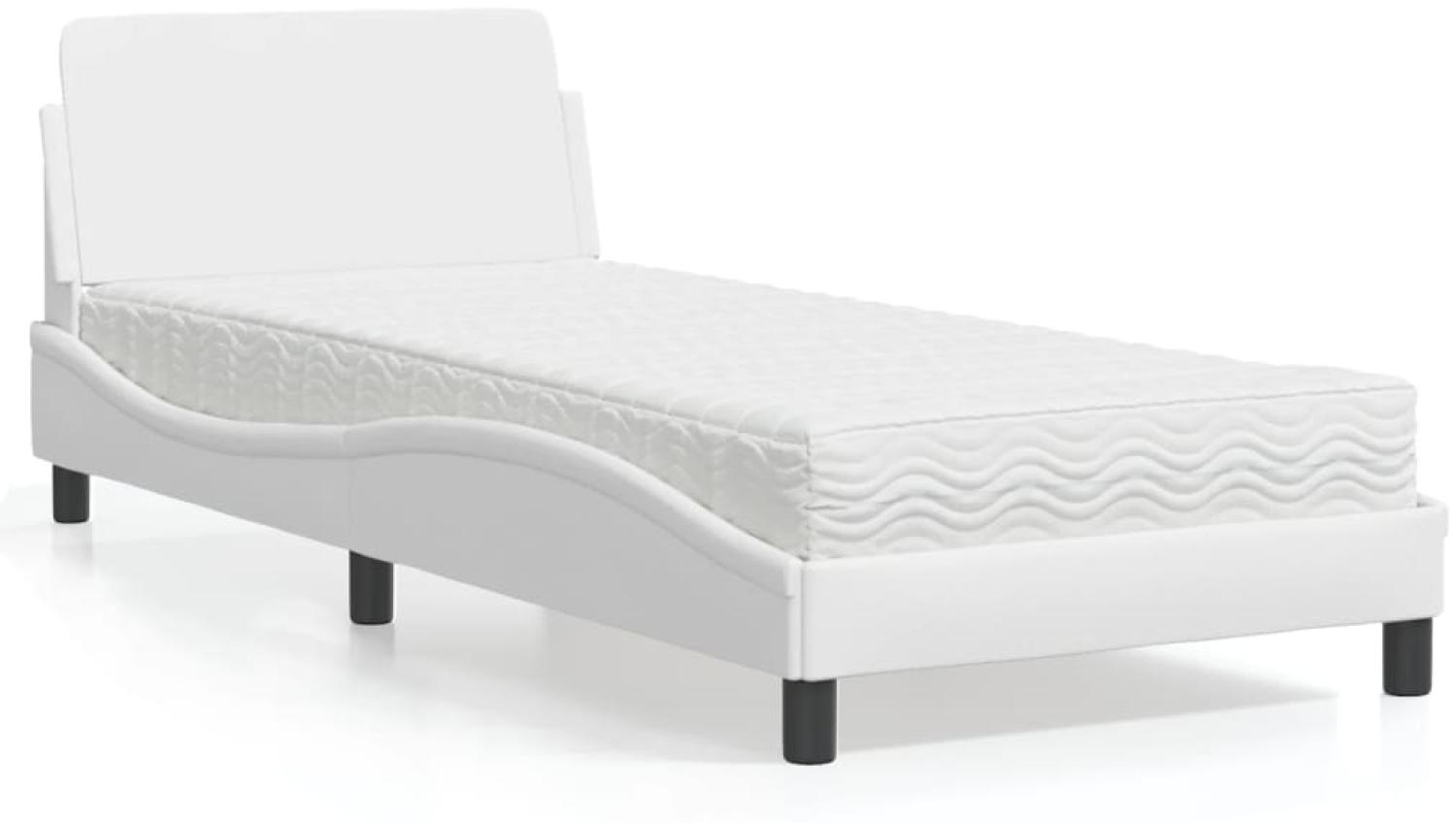 vidaXL Bett mit Matratze Weiß 90x200 cm Kunstleder 3208338 Bild 1