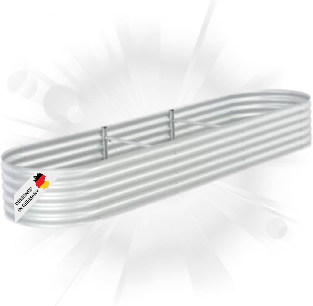 DELUKE® rundes Hochbeet für Garten BLUMO Verzinkter Stahl Hochbeet Metall Gartenbeet rund Kräuterbeet Blumenbeet Frühbeet für Garten Gemüsebeet, 320x80x44cm, Silber Bild 1