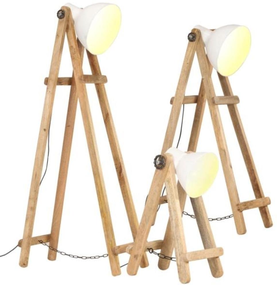 vidaXL Stehlampen 3 Stk. Weiß E27 Mango Massivholz 320594 Bild 1