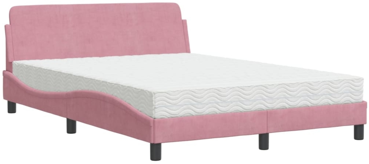 vidaXL Bett mit Matratze "Dover" Rosa 140x190 cm Samt 3208396 Bild 1