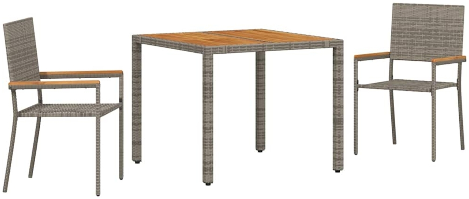 vidaXL Garten Essgruppe 3 pcs Grau Poly-Rattan 3365403 Bild 1