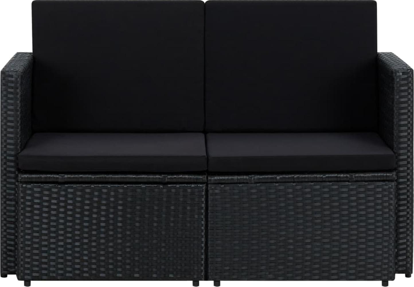 vidaXL 2-Sitzer-Gartensofa mit Auflagen Schwarz Poly Rattan 45784 Bild 1
