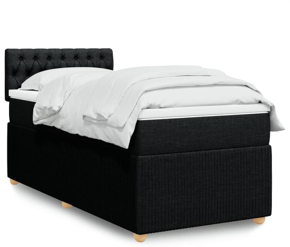 vidaXL Boxspringbett mit Matratze Schwarz 80x200 cm Stoff 3289592 Bild 1