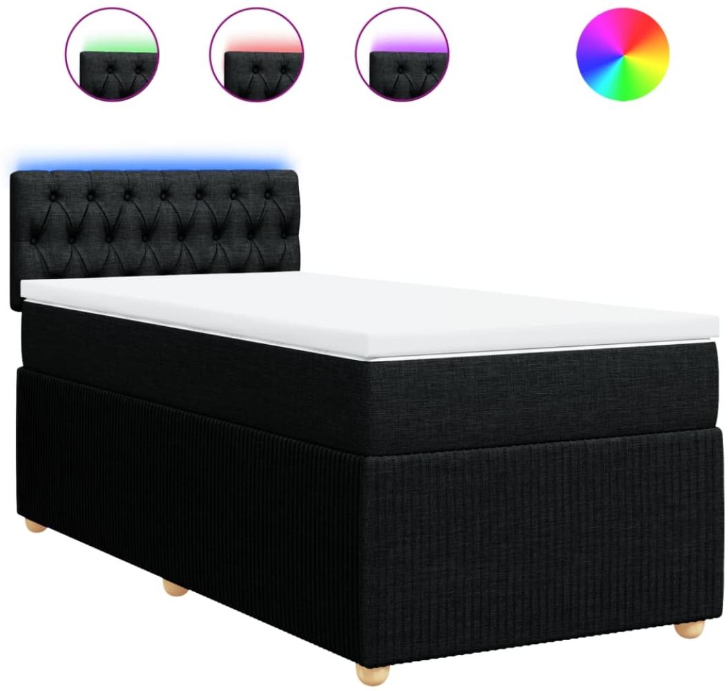 vidaXL Boxspringbett mit Matratze Schwarz 80x200 cm Stoff 3289592 Bild 1