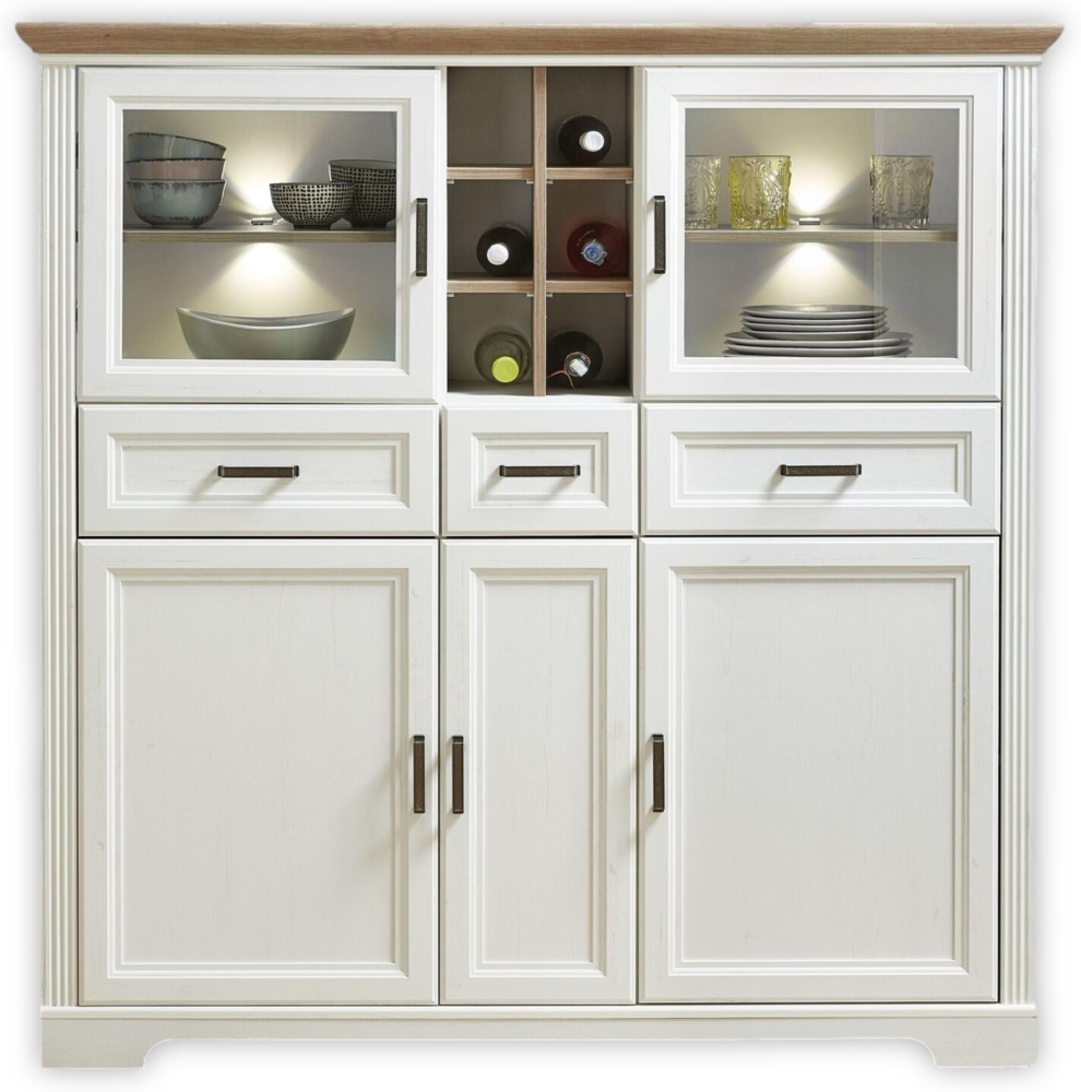 Highboard Jena / Jasmin, Holzwerkstoff, Weiß, 143 x 150 x 42 cm Bild 1