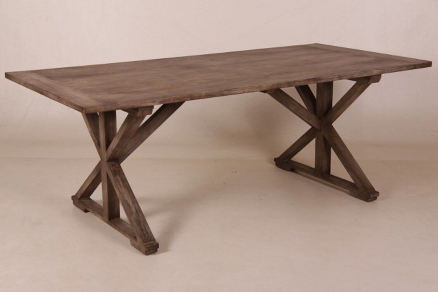 Casa Padrino Vintage Teak Esstisch Rustic Grey 210 x 100 cm - Landhaus Stil Tisch Teakholz Bild 1