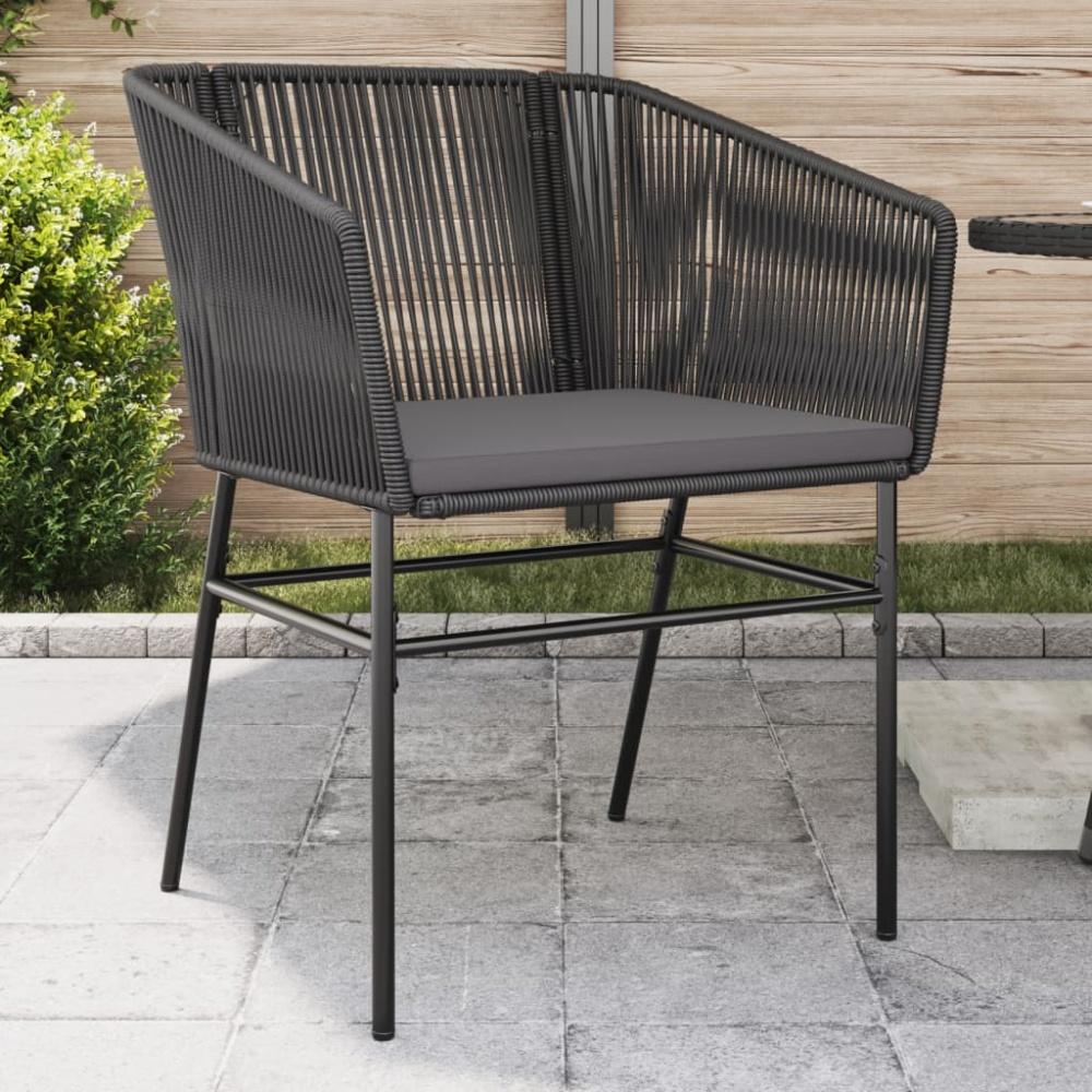 vidaXL Gartenstühle 2 Stk. mit Kissen Schwarz Poly Rattan 369102 Bild 1