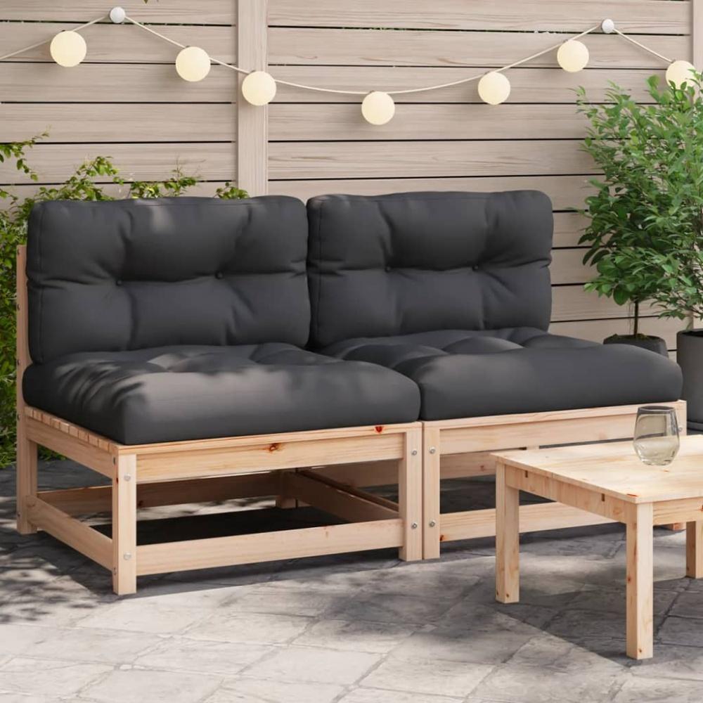 vidaXL Gartensofas ohne Armlehnen mit Kissen 2 Stk. Massivholz Kiefer 838086 Bild 1