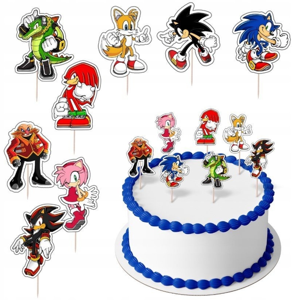 Festivalartikel Tortenstecker SONIC Topper Set 8 Stk Geburstag Torten Deko Kuchen Junge Bild 1