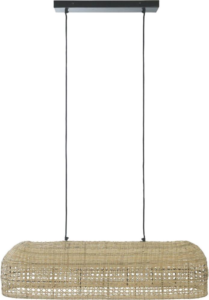 PR Home Wickham Rattan Esstisch Hängeleuchte aus Natur Bast Fasern beige 100cm 2x E27 Bild 1