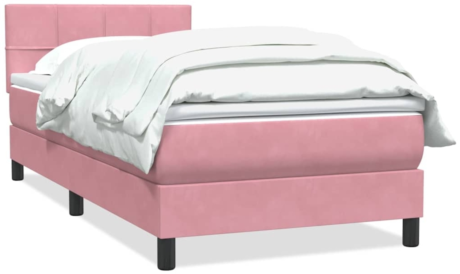 vidaXL Boxspringbett mit Matratze Rosa 100x210 cm Samt 3316202 Bild 1