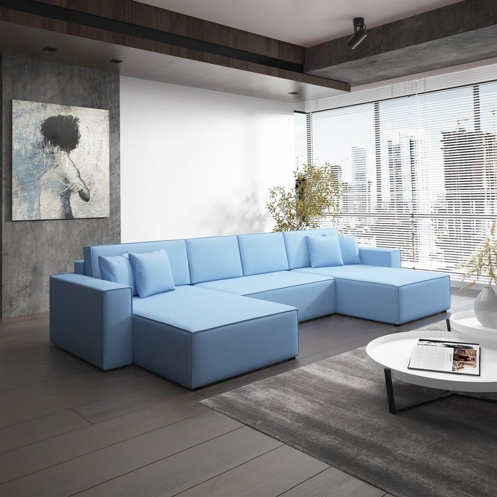 Wohnlandschaft Schlafsofa Sofa CONOR PREMIUM Kunstleder Azurblau Bild 1