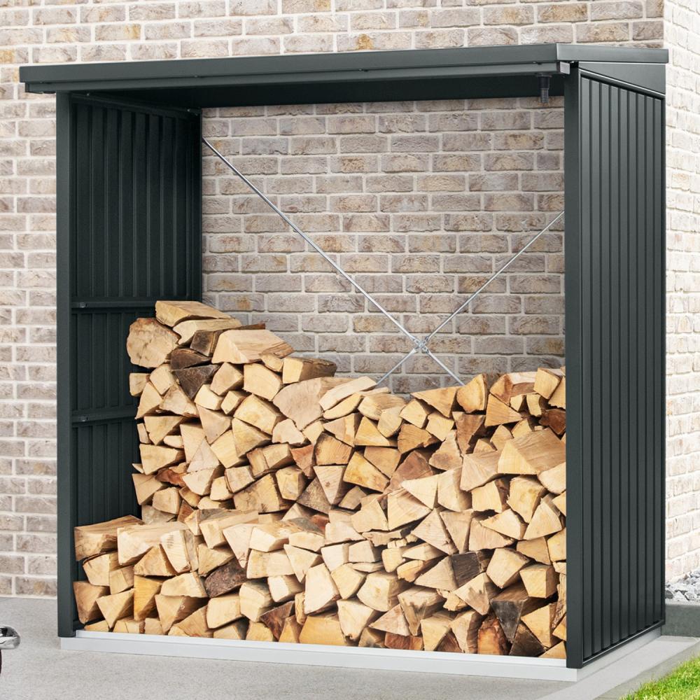 Hörmann Ecostar Metall Kaminholzregal Trend Typ 2, 181 x 103 cm, anthrazit, 181 x 103 x 198 cm (T x B x H) Bild 1