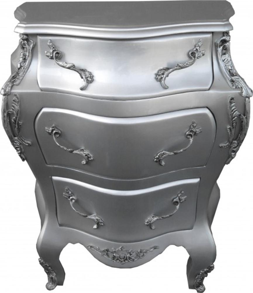 Casa Padrino Barock Kommode Silber B68 H79.5 cm - Handgefertigte Möbel Bild 1