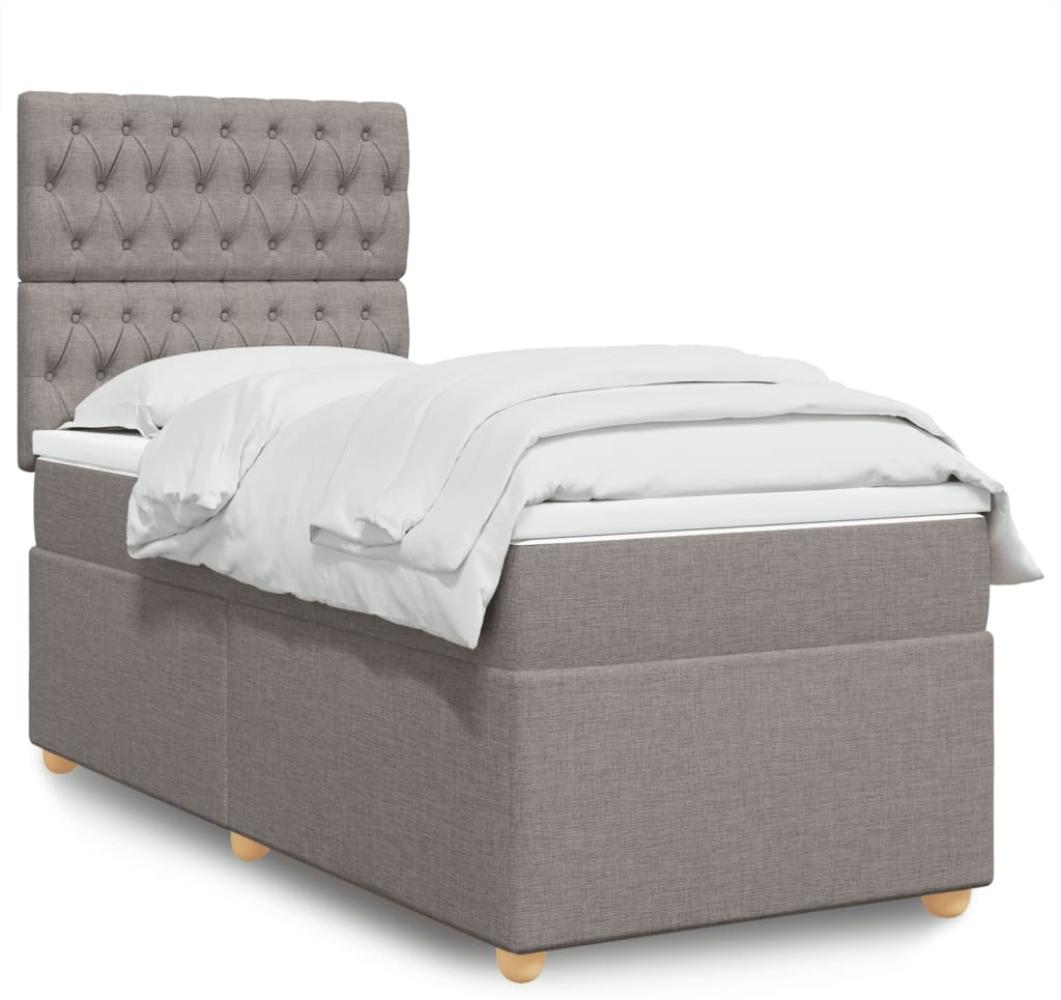 vidaXL Boxspringbett mit Matratze Taupe 100x200 cm Stoff 3293502 Bild 1